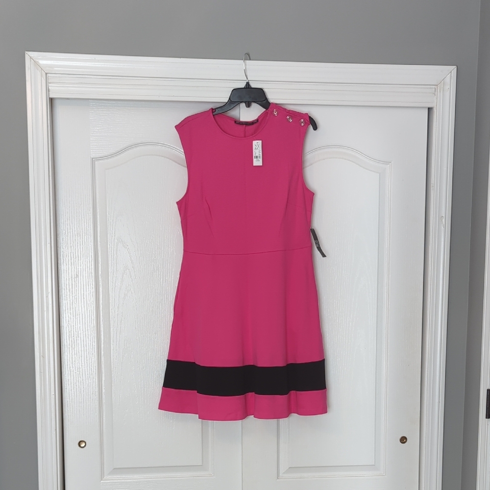 NWT Sz L New York & Co Pink & Black Dress